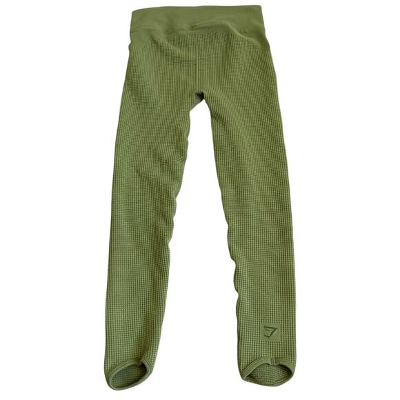 Gymshark Sz S Pause Seamless Leggings Griffin Green Waffle Knit Stretchy Firm - Picture 12 of 16